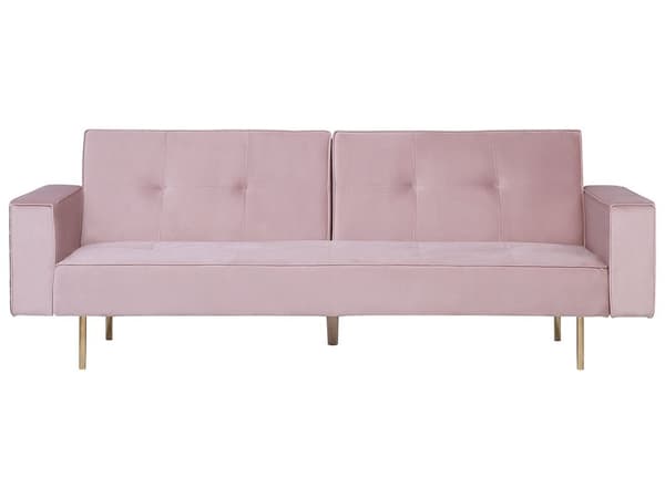 Sovesofa Rosa Fløyel 3 Seter Moderne Skinneseng med Armlener