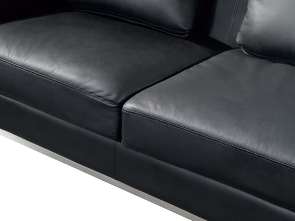 4-Seters Hjørnesofa Svart Skinn L-formet Venstrehåndorientering