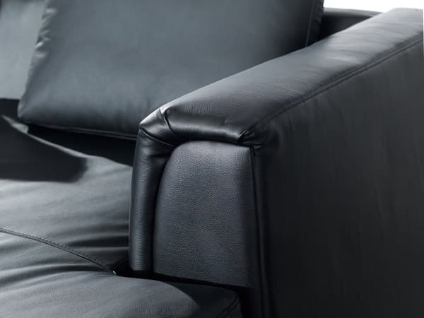 4-Seters Hjørnesofa Svart Skinn L-formet Venstrehåndorientering