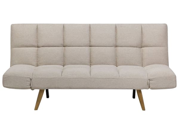 Sovesofa Beige Stoff 3-seter Skumpolstring Justerbar ryggstøtte Sofa med sovefunksjon Enkeltseng Moderne stil