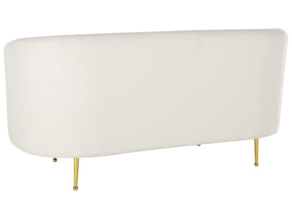 2-seters Sofa Hvit Boucle Stoff Myk Gull Ren Retro Glam Kunst Art Decor Stil