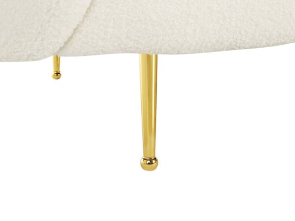 2-seters Sofa Hvit Boucle Stoff Myk Gull Ren Retro Glam Kunst Art Decor Stil