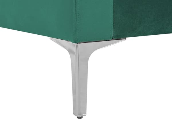 Sofa 3-seters grønn fløyel sølv ben ekstra puter retrodesign