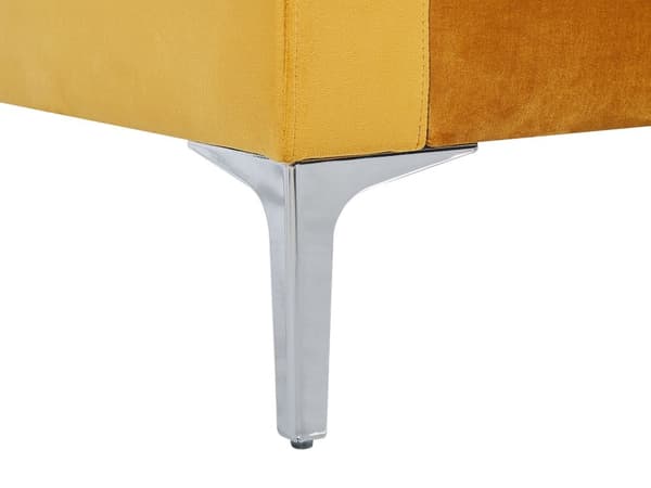 Sofa 3-seters gul fløyel sølv ben ekstra puter retrodesign