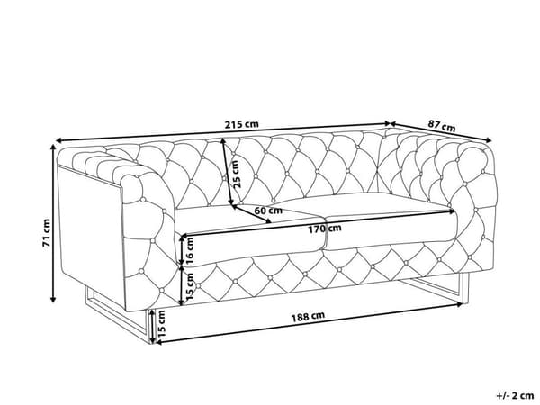 3-seters Sofa Chesterfield-Stil Svart Smokingarm Knappet Rygg Sølvben Kunstlær
