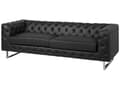 Miniatyrbilde 4 av 10: 3-seters Sofa Chesterfield-Stil Svart Smokingarm Knappet Rygg Sølvben Kunstlær