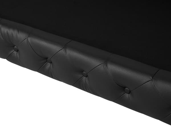 3-seters Sofa Chesterfield-Stil Svart Smokingarm Knappet Rygg Sølvben Kunstlær