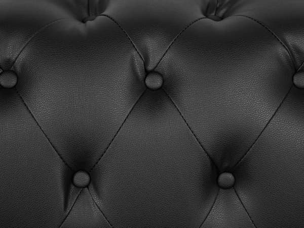 3-seters Sofa Chesterfield-Stil Svart Smokingarm Knappet Rygg Sølvben Kunstlær