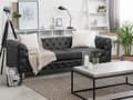Miniatyrbilde 2 av 10: 3-seters Sofa Chesterfield-Stil Svart Smokingarm Knappet Rygg Sølvben Kunstlær