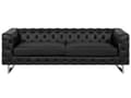 Miniatyrbilde 1 av 10: 3-seters Sofa Chesterfield-Stil Svart Smokingarm Knappet Rygg Sølvben Kunstlær