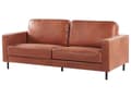 Miniatyrbilde 7 av 11: 3-seters Sofa Gullbrunt Kunstskinn Retro Stue Aksentstol Svarte ben Skinnarm
