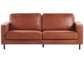 Miniatyrbilde 1 av 11: 3-seters Sofa Gullbrunt Kunstskinn Retro Stue Aksentstol Svarte ben Skinnarm