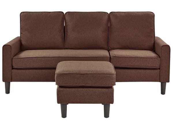 3-seter sofa Brun Polstret Treben Med fotskammel Stuesofa Moderne Elegant