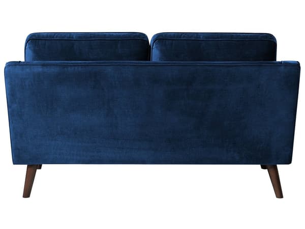 Sofa Blå 2-seter Fløyel Ben Eiketre Klassisk Stue fra midten av århundret