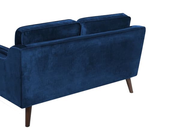 Sofa Blå 2-seter Fløyel Ben Eiketre Klassisk Stue fra midten av århundret