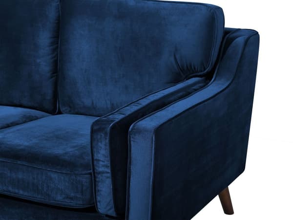 Sofa Blå 2-seter Fløyel Ben Eiketre Klassisk Stue fra midten av århundret