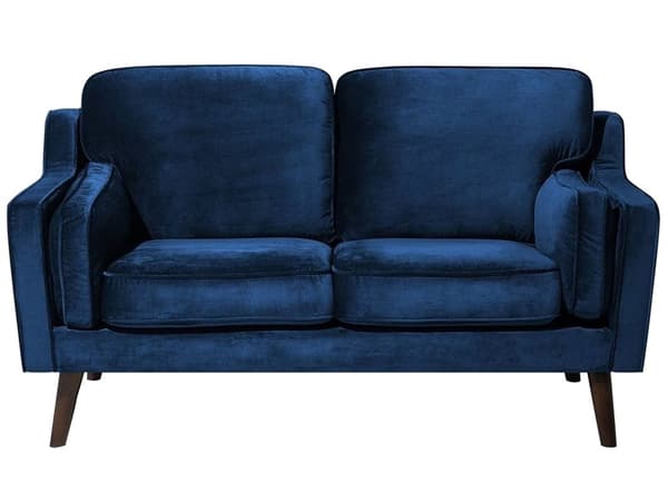 Sofa Blå 2-seter Fløyel Ben Eiketre Klassisk Stue fra midten av århundret