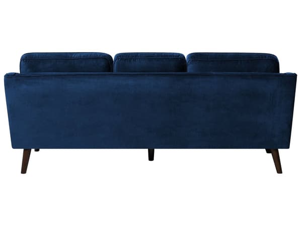 Sofa Blå 3-seter Fløyel Ben Eiketre Klassisk Stue fra midten av århundret