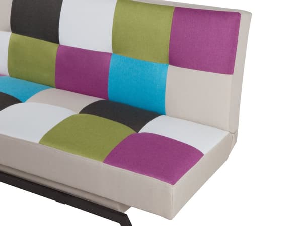 Sovesofa Flerfarget Lappeteppe Stoff med 3-seters Click Clack-mekanisme