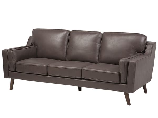 Sofa Brun 3-seter Fløyel Ben Eiketre Klassisk Stue fra midten av århundret