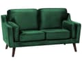 Miniatyrbilde 4 av 11: Sofa Grønn 2-seter Fløyel Ben Eiketre Klassisk Stue fra midten av århundret