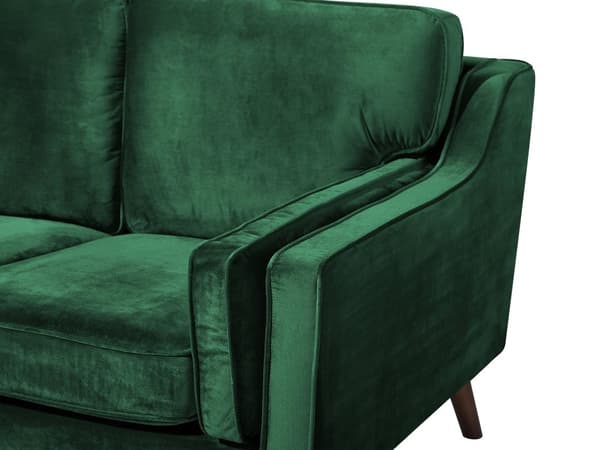 Sofa Grønn 3-seter Fløyel Ben Eiketre Klassisk Stue fra midten av århundret