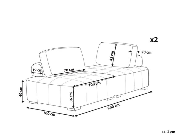 Sofasett Grå Polyester 300 x 200 cm Polstret 4-seters Modulær Skandinavisk Moderne