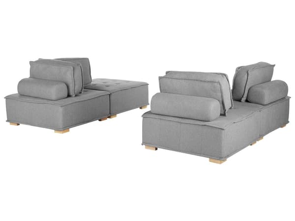 Sofasett Grå Polyester 300 x 200 cm Polstret 4-seters Modulær Skandinavisk Moderne