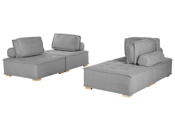 Sofasett Grå Polyester 300 x 200 cm Polstret 4-seters Modulær Skandinavisk Moderne