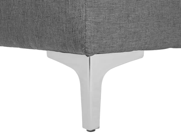 Sovesofa Grå Stoff 3-seter Metallben Dekorative knapper Justerbar rygg Moderne design Stue Sofa