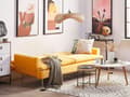 Miniatyrbilde 4 av 11: Sovesofa Gul Fløyel 3-seter Gullfargede metallben Klikk-klakk-mekanisme Moderne Glamorøs Sofa Stue