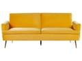 Miniatyrbilde 1 av 11: Sovesofa Gul Fløyel 3-seter Gullfargede metallben Klikk-klakk-mekanisme Moderne Glamorøs Sofa Stue