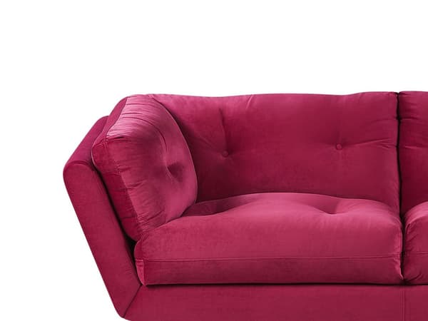 Sofa Burgunder Fløyel Metallben 210 x 90 cm med puter Retro