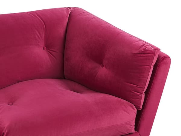 Sofa Burgunder Fløyel Metallben 210 x 90 cm med puter Retro