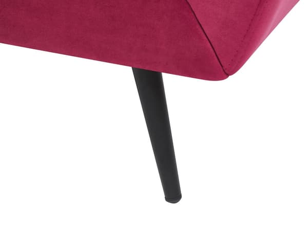Sofa Burgunder Fløyel Metallben 210 x 90 cm med puter Retro