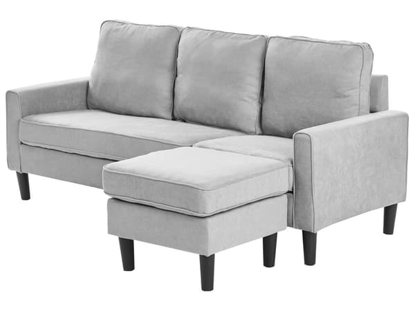 3-seter sofa Lysegrå Polstret Treben Med fotskammel Stuesofa Moderne Elegant