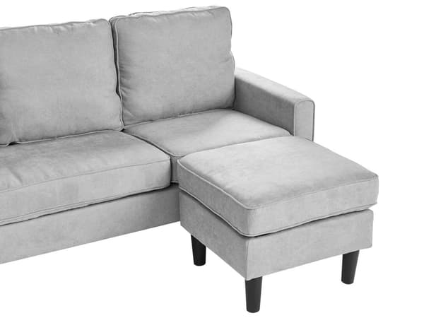 3-seter sofa Lysegrå Polstret Treben Med fotskammel Stuesofa Moderne Elegant