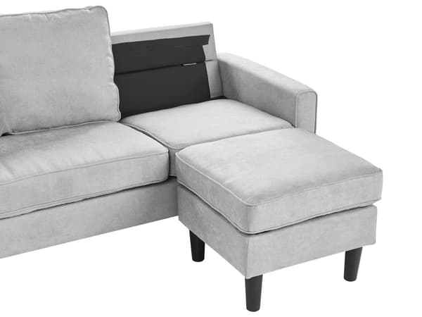 3-seter sofa Lysegrå Polstret Treben Med fotskammel Stuesofa Moderne Elegant