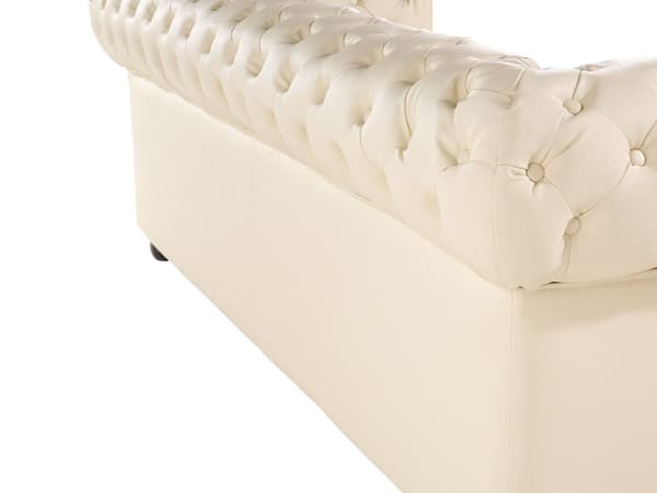 Chesterfield Sofa Beige Ekte Skinn 3-seter Bredt Tykt Polstret Knapptufted Kuskinn Venetiansk Barokkstil Stue Dekorasjon