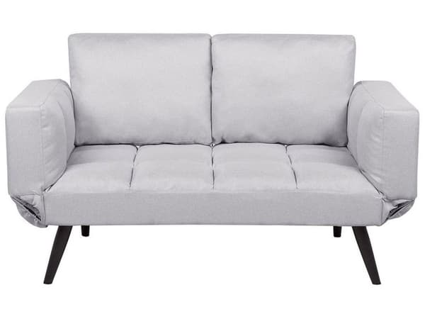 Sovesofa Hvit Polyester Justerbare Armlener Minimalistisk Design