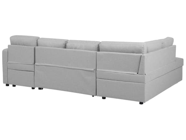 Hjørnesofa Lysegrått Stoff Moderne Stue U-formet 5-seter med Oppbevaring Sjeselonger