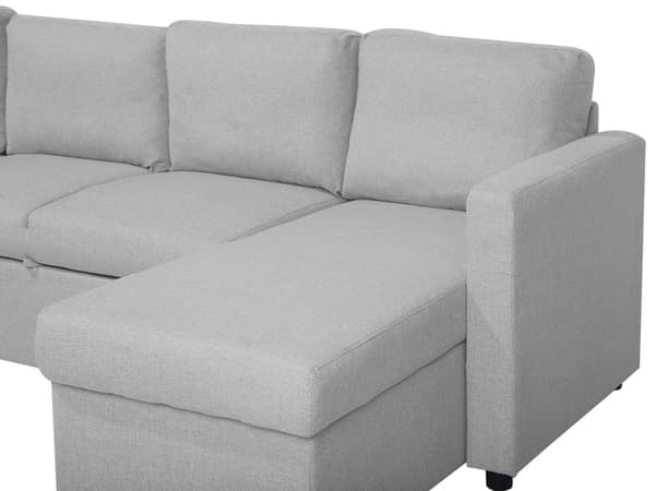 Hjørnesofa Lysegrått Stoff Moderne Stue U-formet 5-seter med Oppbevaring Sjeselonger