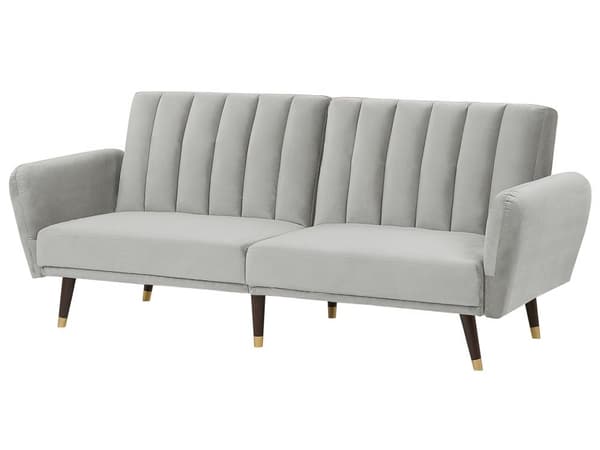Sovesofa Lysegrå Fløyel 3-seter 212 x 90 x 80 cm Justerbar ryggstøtte Klikk-klakk-mekanisme Moderne Glamorøs Sofa Gjesteseng Stue