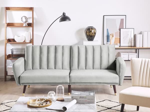 Sovesofa Lysegrå Fløyel 3-seter 212 x 90 x 80 cm Justerbar ryggstøtte Klikk-klakk-mekanisme Moderne Glamorøs Sofa Gjesteseng Stue