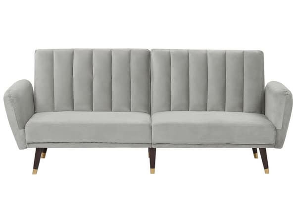 Sovesofa Lysegrå Fløyel 3-seter 212 x 90 x 80 cm Justerbar ryggstøtte Klikk-klakk-mekanisme Moderne Glamorøs Sofa Gjesteseng Stue