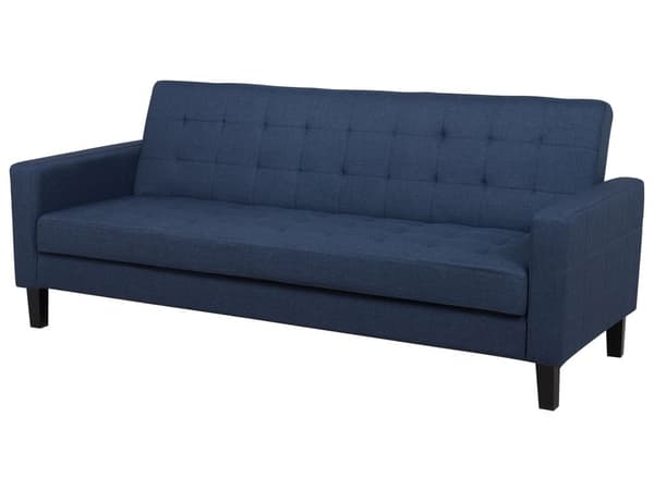 Sovesofa Mørkeblå Stoff 3 Seter Click Clack Quiltet Polstring