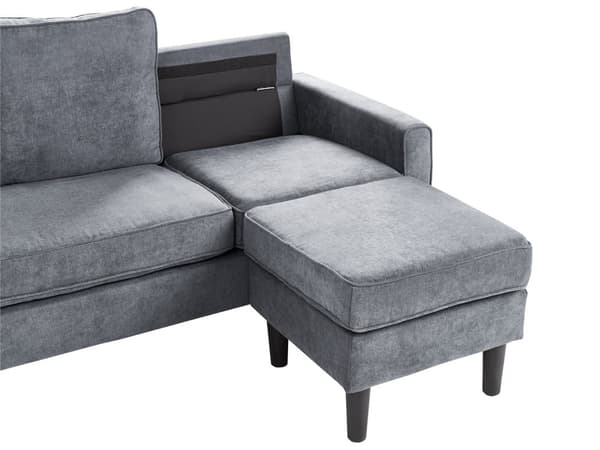 3-seter sofa Mørkegrå Polstret Treben Med fotskammel Stuesofa Moderne Elegant