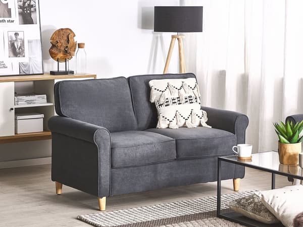 Sofa Grå Fløyelsstoff med Treramme med Pocketfjærer Stue 2-seter