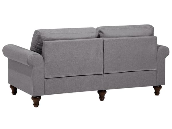3-seters sofa i grått stoff med lav rygg i Chesterfield-stil