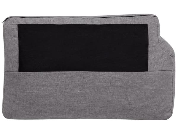 3-seters sofa i grått stoff med lav rygg i Chesterfield-stil